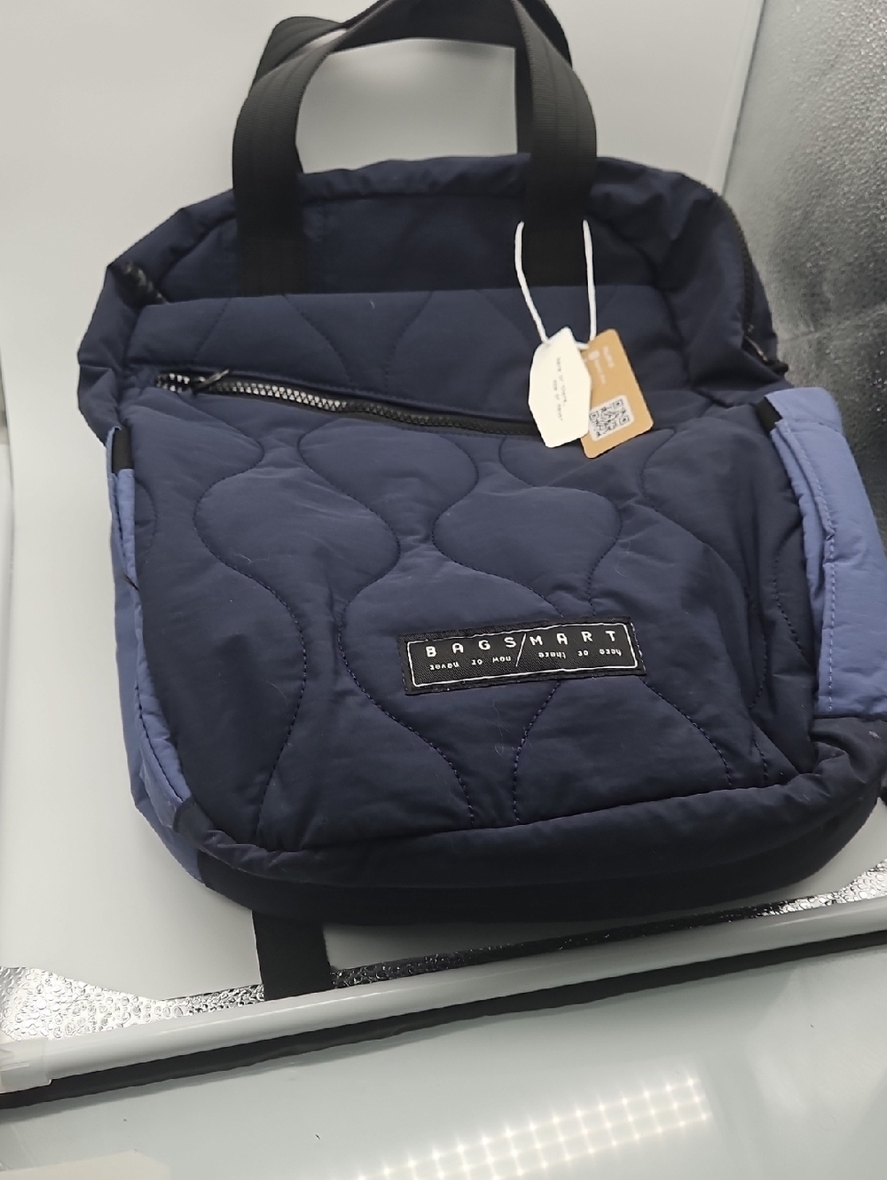 BAGSMART Men's Navy Quilted Backpack Tote